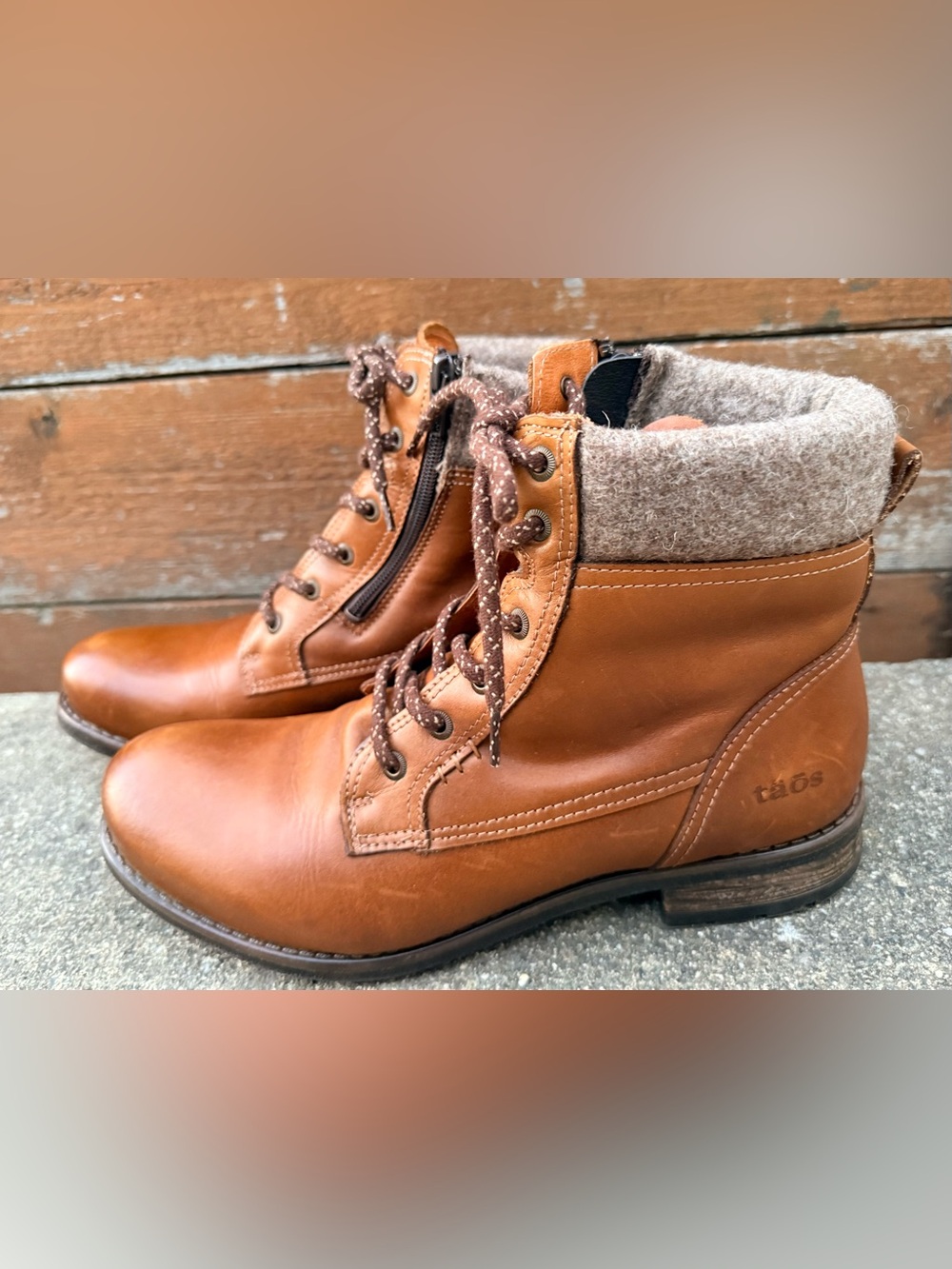 Taos Cutie Boots Women 41 /10-10.5 Casual Lace Up & Zip Ankle Boot Brown Leather